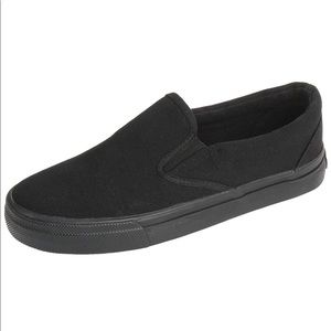 Black canvas slide ons